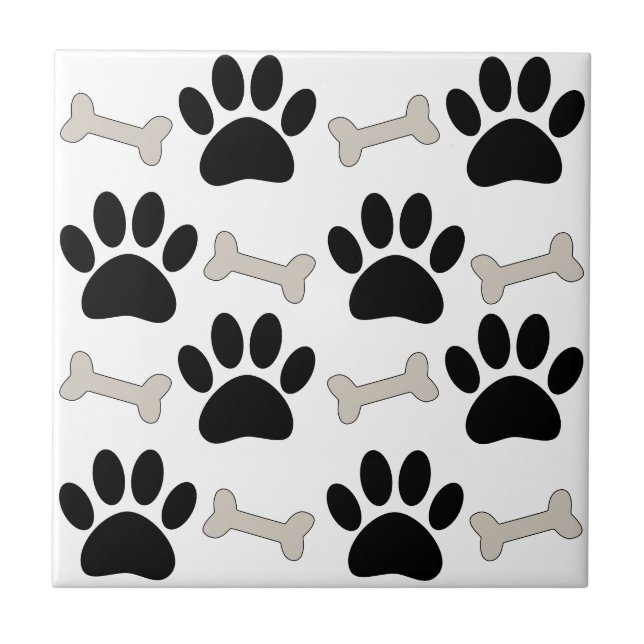 Paws And Bones Seamless Pattern Custom Pet Tile (Front)