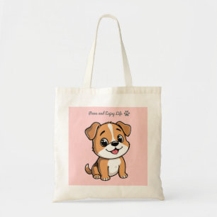 Paws and Enjoy Life Cute Puppy Tote Bag – Pastel