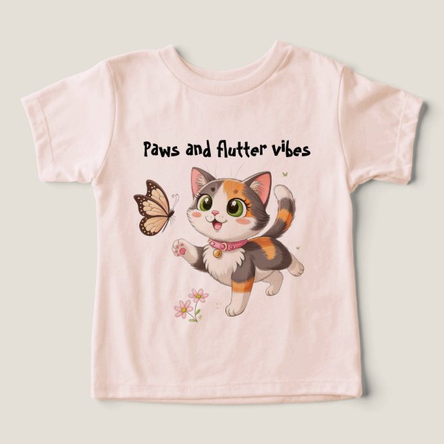 Paws and Flutter Vibes  Kids T-Shirt (Design Front)