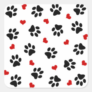 Paws and Hearts Square Sticker