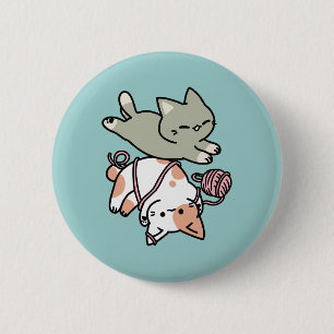 Paws and Play – Adorable Cat Illustration 6 Cm Round Badge