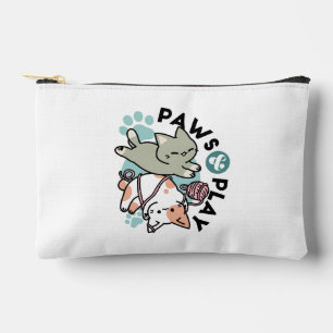 Paws and Play – Adorable Cat Illustration Accessory Pouch