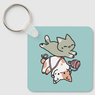 Paws and Play – Adorable Cat Illustration Key Ring