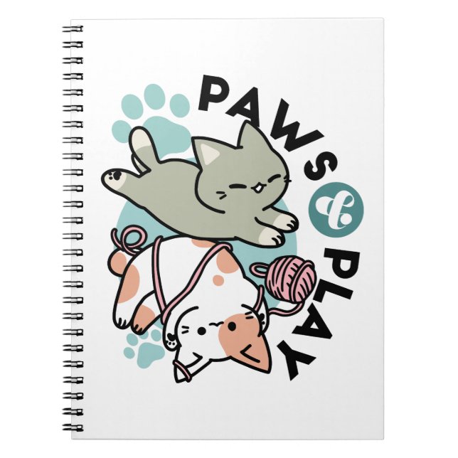 Paws and Play – Adorable Cat Illustration Notebook (Front)