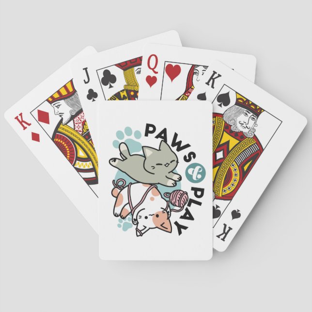 Paws and Play – Adorable Cat Illustration Playing Cards (Back)