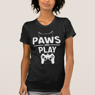 Paws and Play, Cats and Gaming Graphic Gamer T-Shirt