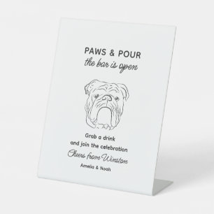Paws and Pour Bulldog Wedding Bar Sign