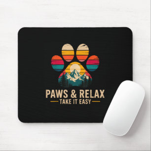 Paws and Relax Take It Easy Vintage Mountains Dog Mouse Pad