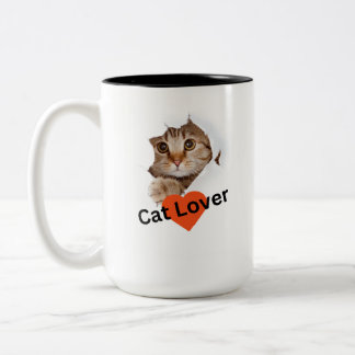 "Paws and Sip: Cat Photo Ceramic two tone Mug" Two-Tone Coffee Mug