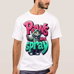 Paws and Spray – Urban Graffiti Cat, Street Art T-Shirt