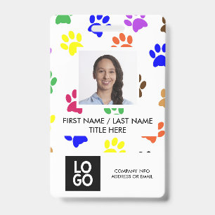 Paws Animal Custom Employee Photo Name ID Badge