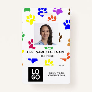 Paws Animal Custom Employee Photo Name ID Badge