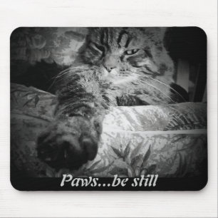 Paws...be still. Funny Cat Mouse Pad