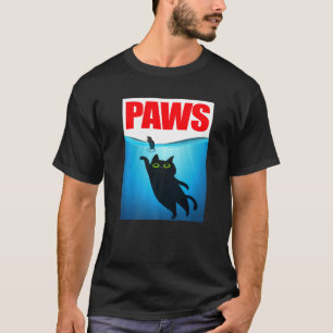 Paws Black Cat and Mouse Top, Cute Funny Cat Lover T-Shirt