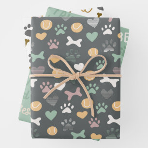  Paws Bones Balls And Best Friend Pattern Wrapping Paper Sheet