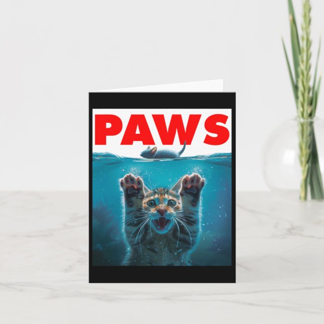Paws Cat And Mouse Parody Humourous Kitten Chasing Card (Front)