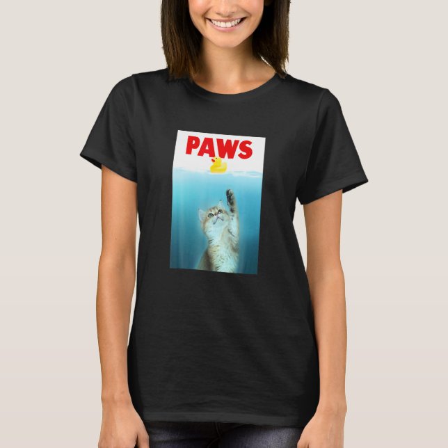 Paws Cat And Yellow Rubber Duck Cute Kitten  Cat P T-Shirt (Front)