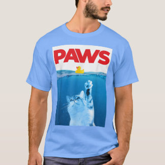 PAWS Cat And Yellow Rubber Duck Cute Kitten Funny  T-Shirt