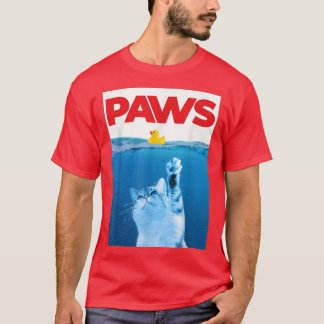 PAWS Cat And Yellow Rubber Duck Cute Kitten Funny  T-Shirt