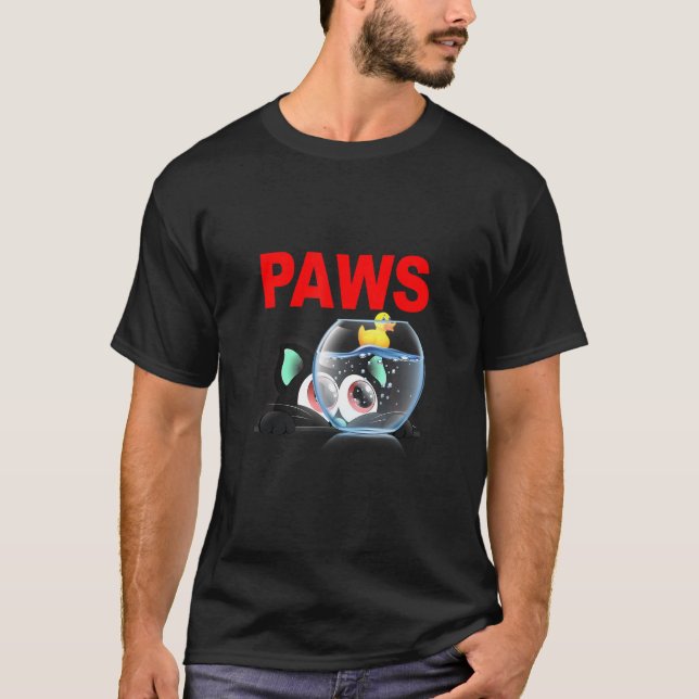 Paws Cat And Yellow Rubber Duck Cute Kitten  Parod T-Shirt (Front)