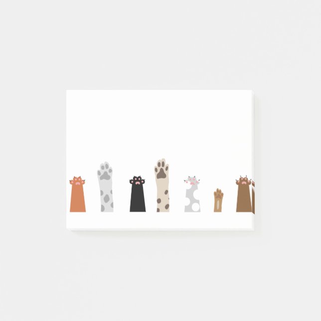 Paws Cat Dog Playful Cute Animal Comic Drawing Post-it Notes (Front)
