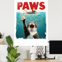 PAWS Cat Mouse Parody Of The Jaws Movie Poster