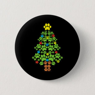 Paws Christmas Tree Dog Or Cat With Santa Lights F 6 Cm Round Badge
