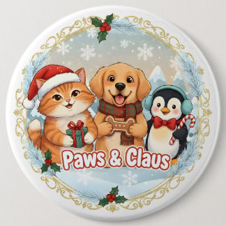 Paws & Claus 6 Cm Round Badge
