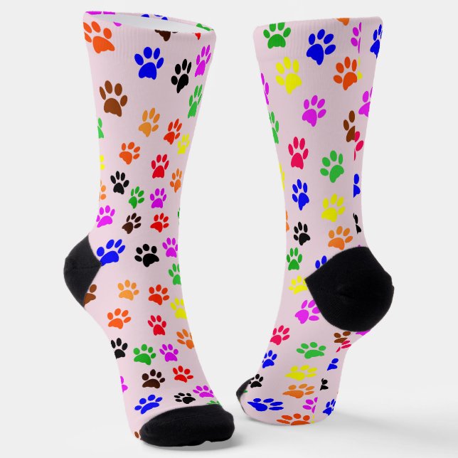 Paws Dog Lover Cat Lover Cat Mum Pet Girly Pink Socks (Angled)