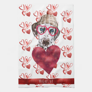 Paws Dog Lover Valentine Gift Dalmatian Tea Towel