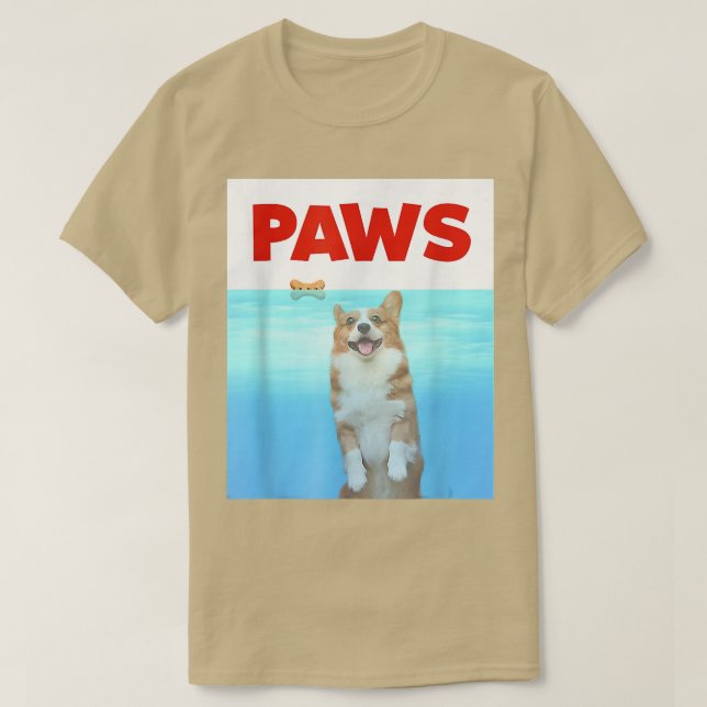 Paws Dog Parody 80s Corgi Shark Funny Dog Gift  T-Shirt (Design Front)