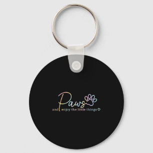 Paws Enjoy The Little Things Tie Dye Motivational  Key Ring