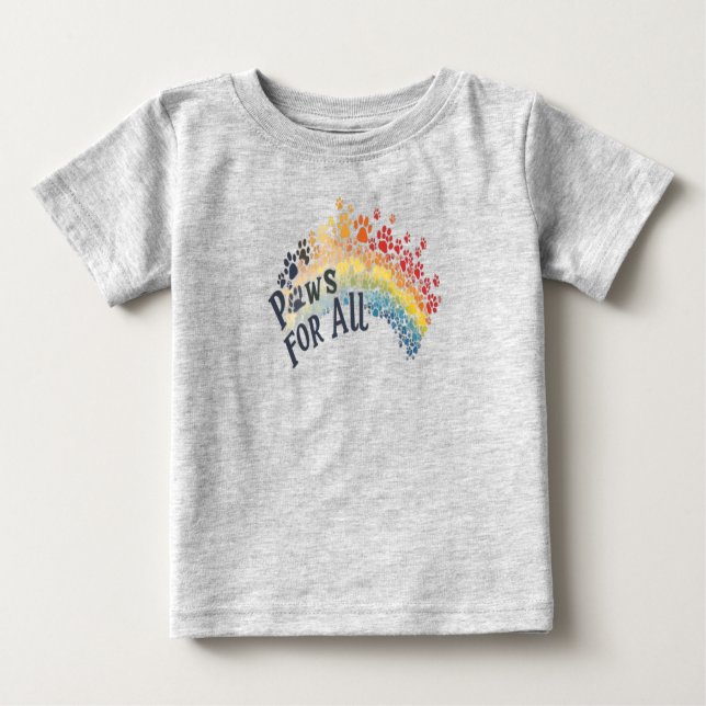 Paws for All – Rainbow Paw Print Unity  Baby T-Shirt (Front)
