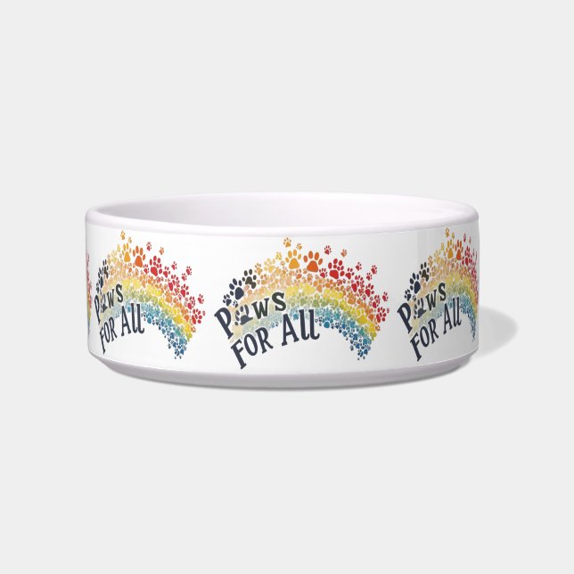 Paws for All – Rainbow Paw Print Unity  Bowl (Front)