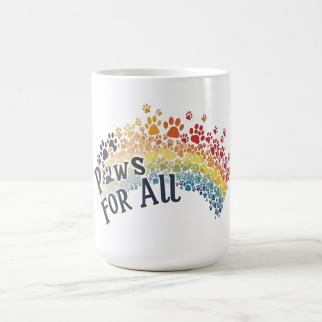 Paws for All – Rainbow Paw Print Unity  Coffee Mug (Center)