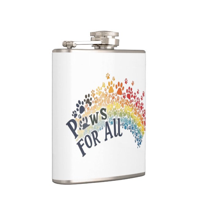 Paws for All – Rainbow Paw Print Unity  Hip Flask (Right)