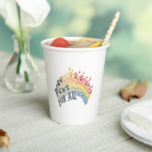 Paws for All – Rainbow Paw Print Unity  Paper Cups