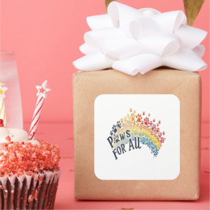 Paws for All – Rainbow Paw Print Unity Square Sticker