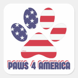 PAWS FOR AMERICA funny american dog Square Sticker