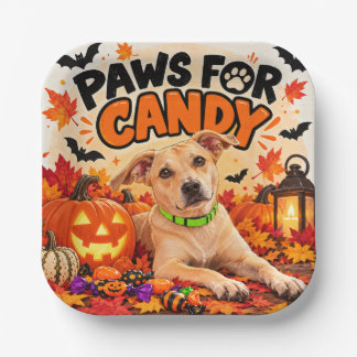 Paws for Candy Halloween Dog Paper Plate