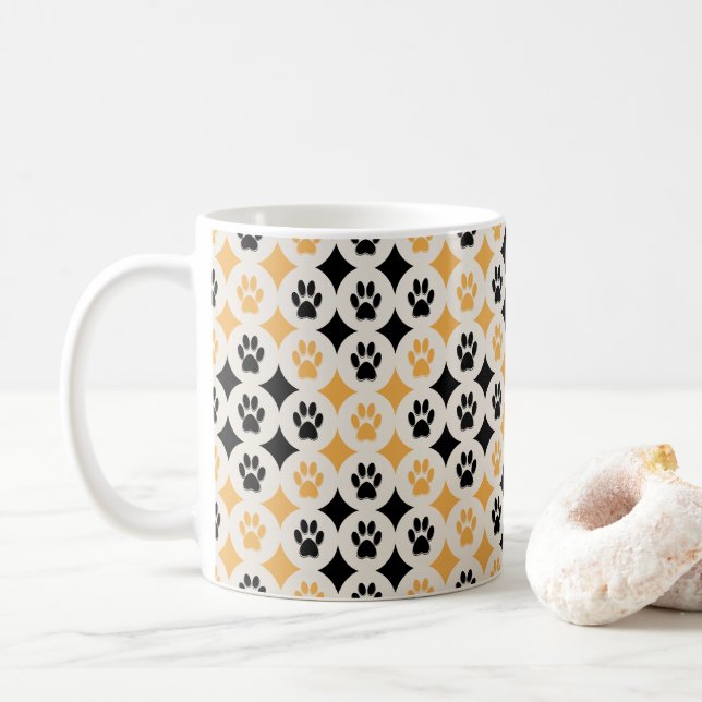 Paws-for-Coffee Mug (Mustard) (With Donut)