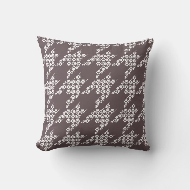 Paws-for-Décor Houndstooth Pillow (Mocha) (Front)