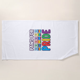 Paws for Pride Rainbow Paw Print Pet Lover Shirt_1 Beach Towel