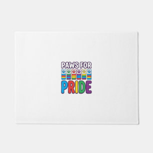 Paws for Pride Rainbow Paw Print Pet Lover Shirt_1 Doormat