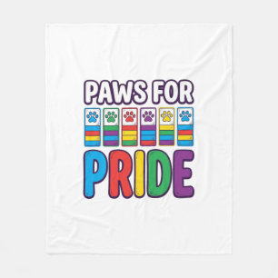 Paws for Pride Rainbow Paw Print Pet Lover Shirt_1 Fleece Blanket