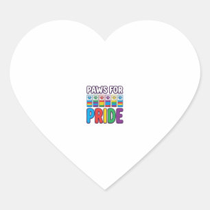 Paws for Pride Rainbow Paw Print Pet Lover Shirt_1 Heart Sticker