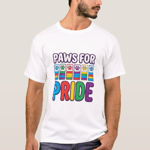 Paws for Pride Rainbow Paw Print Pet Lover Shirt_1 T-Shirt