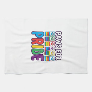 Paws for Pride Rainbow Paw Print Pet Lover Shirt_1 Tea Towel