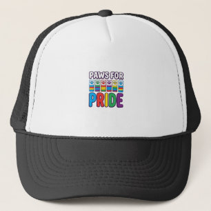Paws for Pride Rainbow Paw Print Pet Lover Shirt_1 Trucker Hat