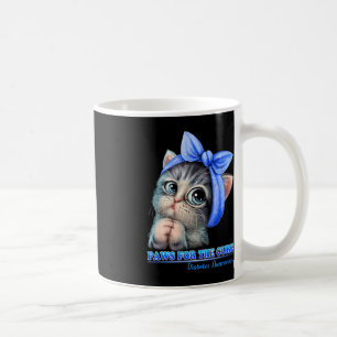 Paws For The Cure Diabetes Awareness Cute Cat Blue Coffee Mug